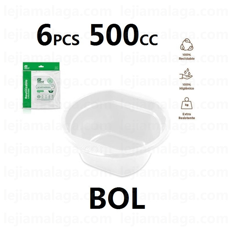 8435507222549BOL PLASTICO BLANCO ENSALADA 500 CC 6 PCS