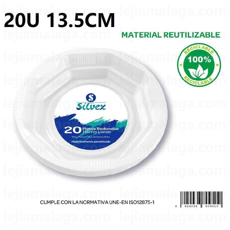 8424038809510PLATO REUTILIZABLE LLANO POSTRE 13.5CM 20U
