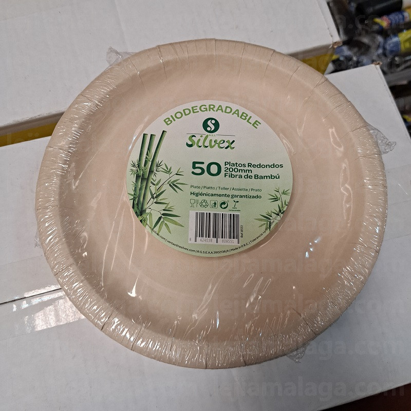 8424038808551PLATO BIODEGRADABLE SILVEX PLATO REDONDO BAMBÚ 20 CM 50 U
