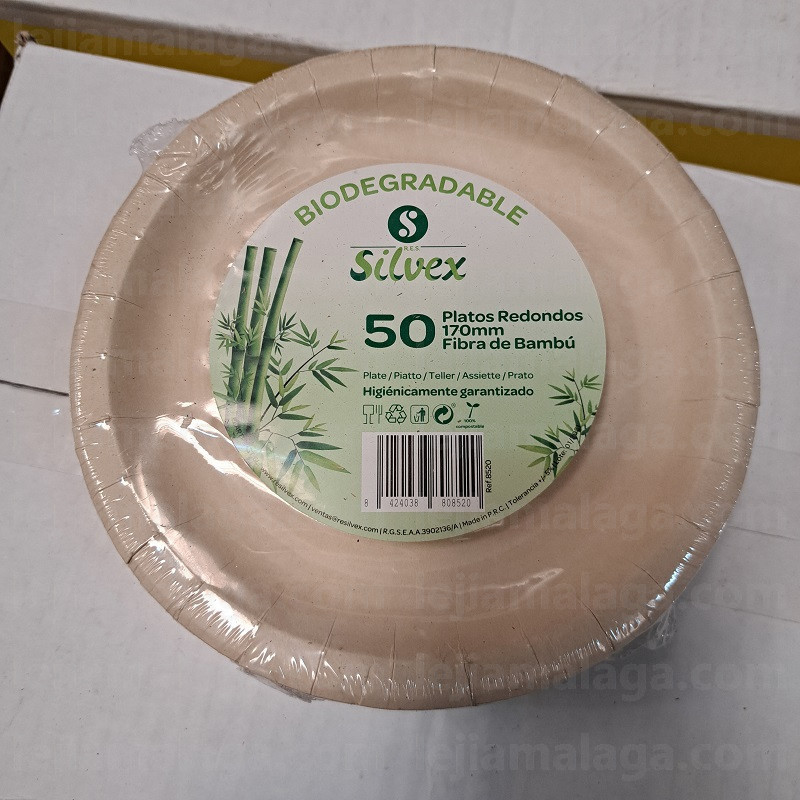 8424038808520PLATO BIODEGRADABLE SILVEX PLATO REDONDO BAMBÚ 17 CM 50 U