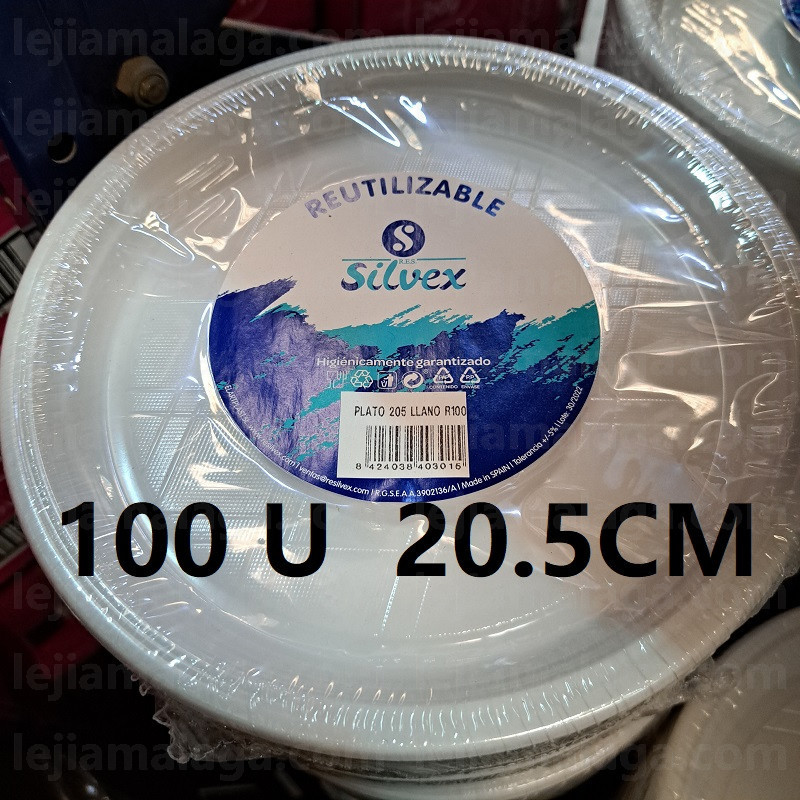 8424038403015PLATO REUTILIZABLE  SILVEX 20.5 CM 100 UNDS