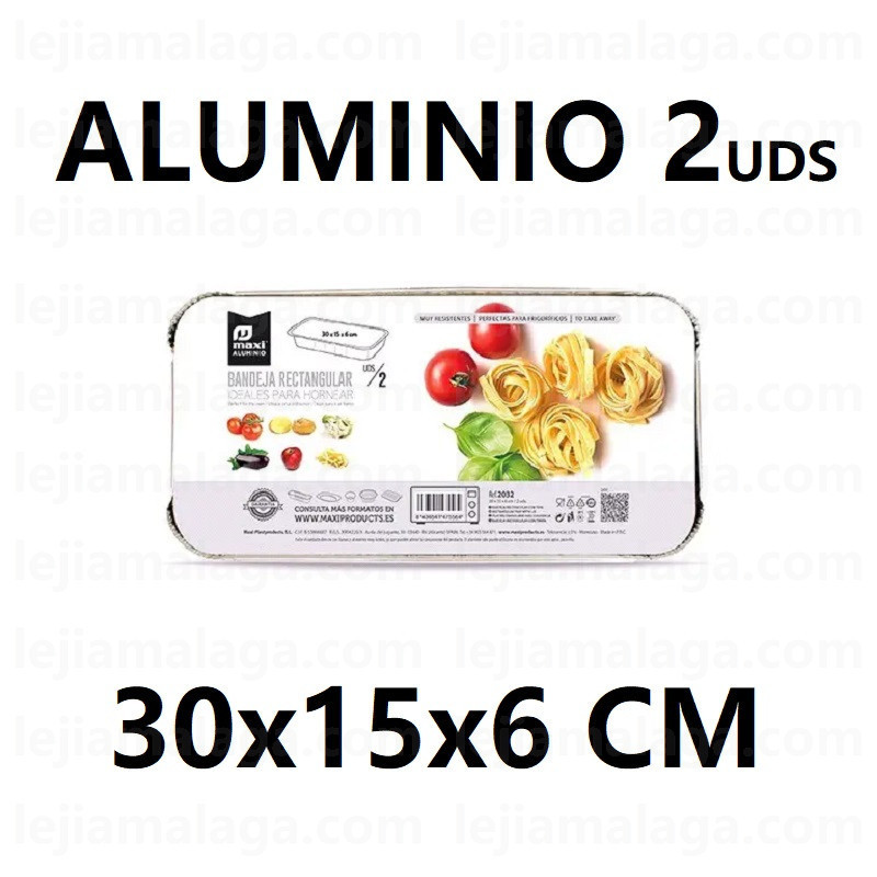 BANDEJAS ALUMINIO CON TAPA RECTANGULAR 30X15X6 CM 2 UDS