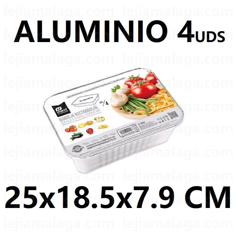 BANDEJAS ALUMINIO CON TAPA RECTANGULAR 25X18.5X7.9 CM 4 UDS