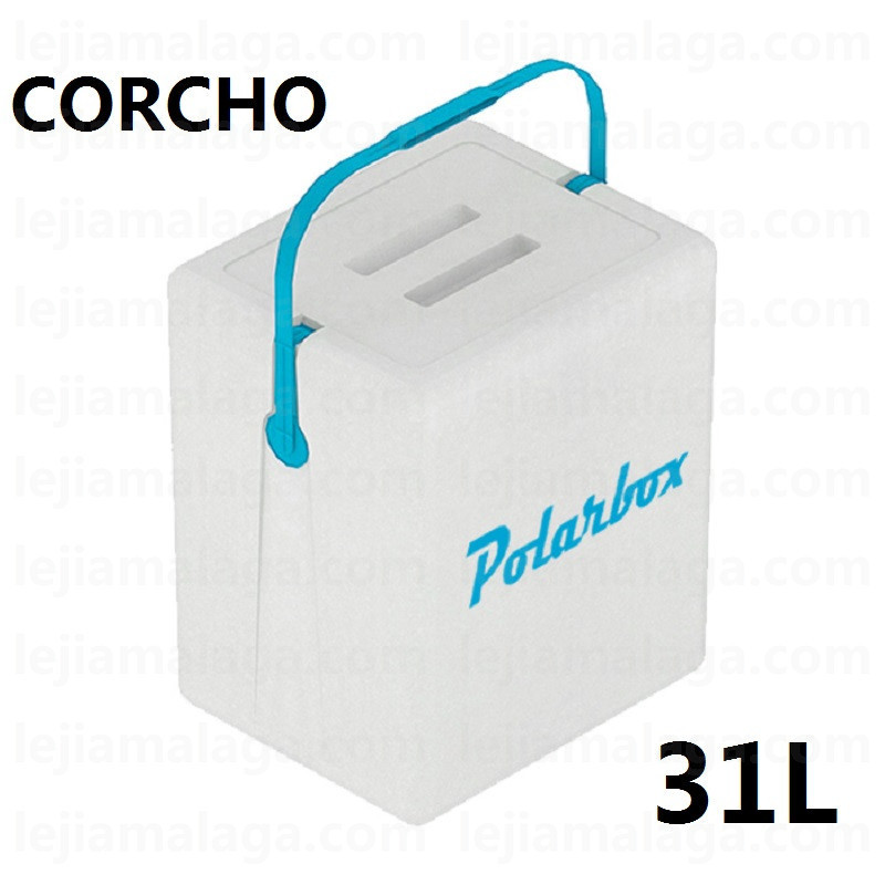 NEVERA DE CORCHO BLANCO 31L C/ON ASA PLASTICO