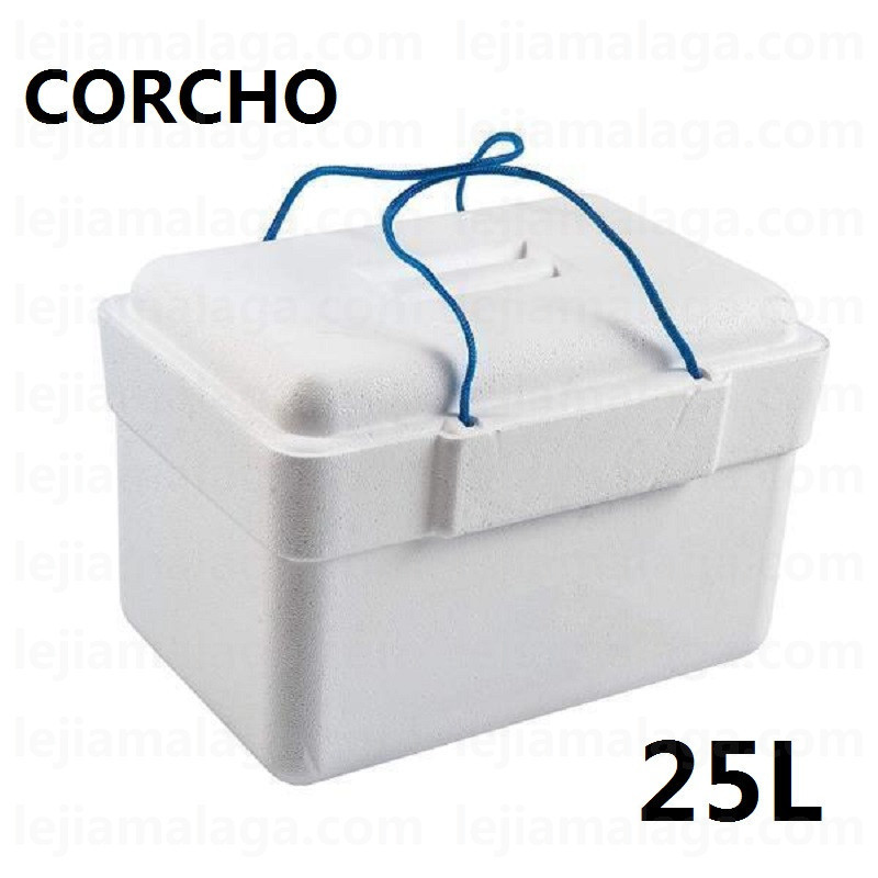 NEVERA DE CORCHO BLANCO 25L CON CUERDA