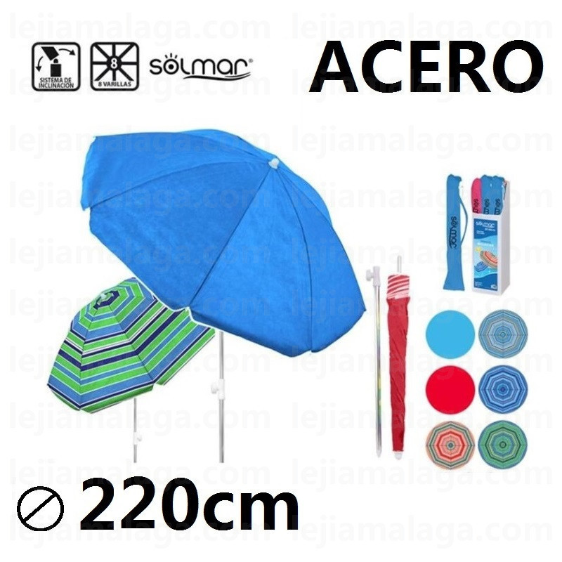 PARASOL POLINYLON ACERO 220 CM