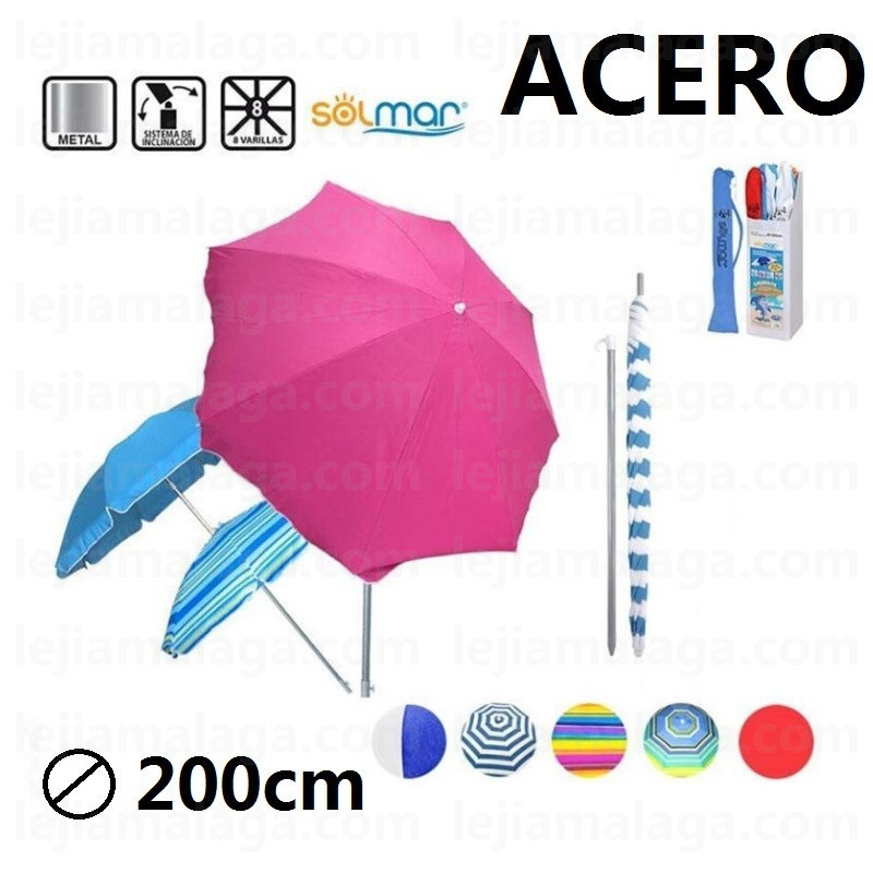 PARASOL POLINYLON ACERO 200 CM