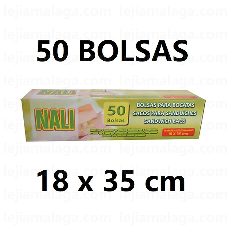 BOLSA BOCADILLO NALI 18x35CM 50 UDS