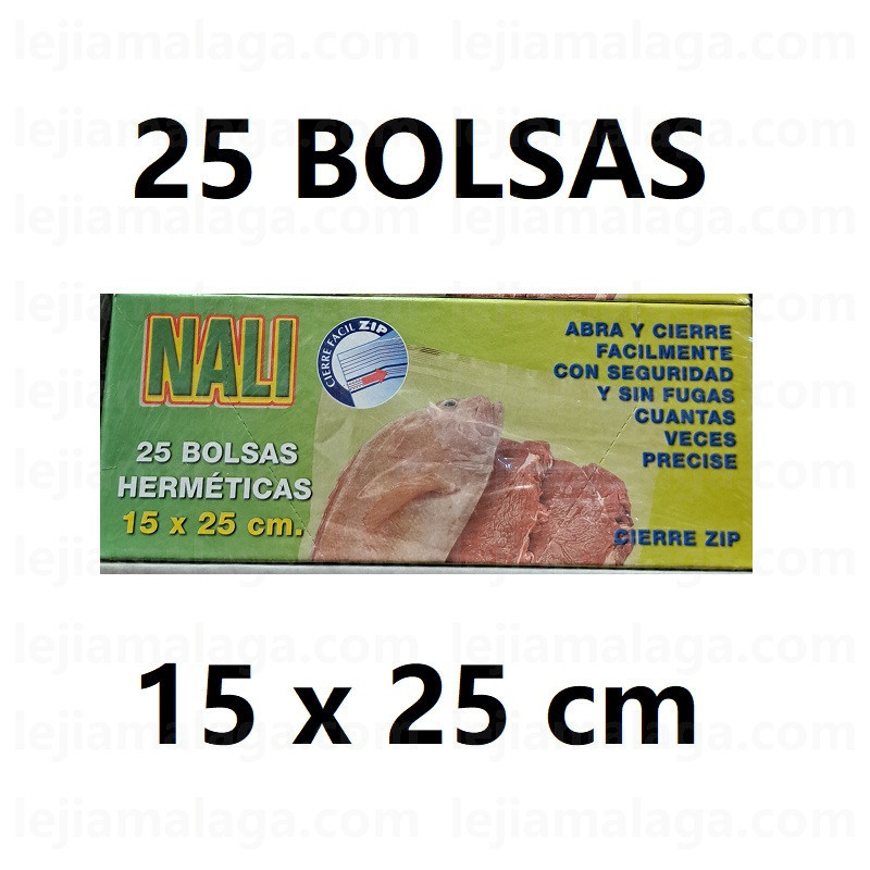 BOLSA ZIP NALI PEQUENA 15x25 CM 25 UDS