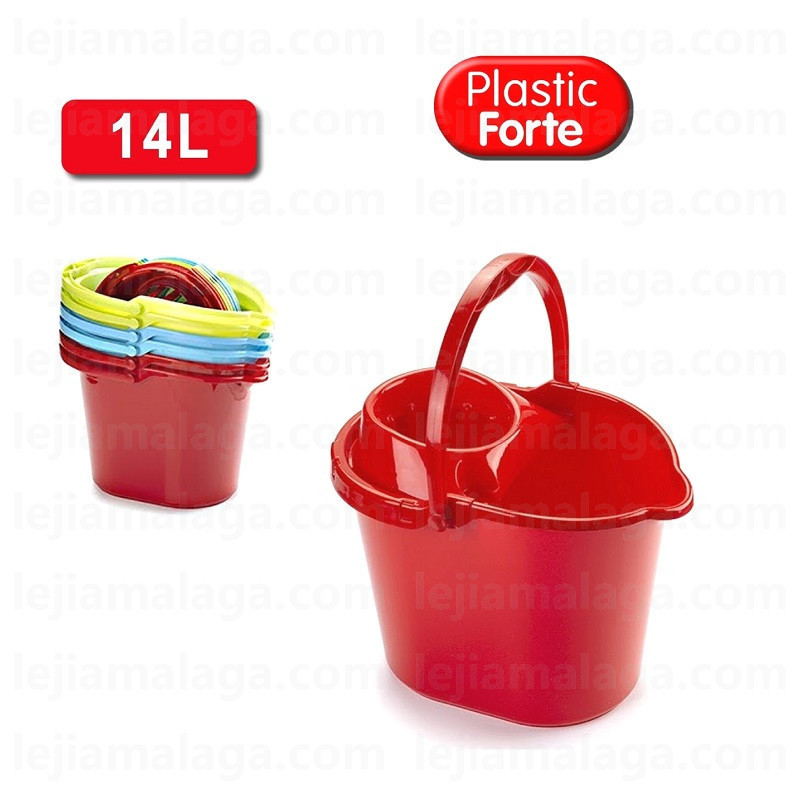 CUBO FREGONA PLASTICFORTE 14 L 6 UDS 3 COLOR ROJO VERDE AZUL