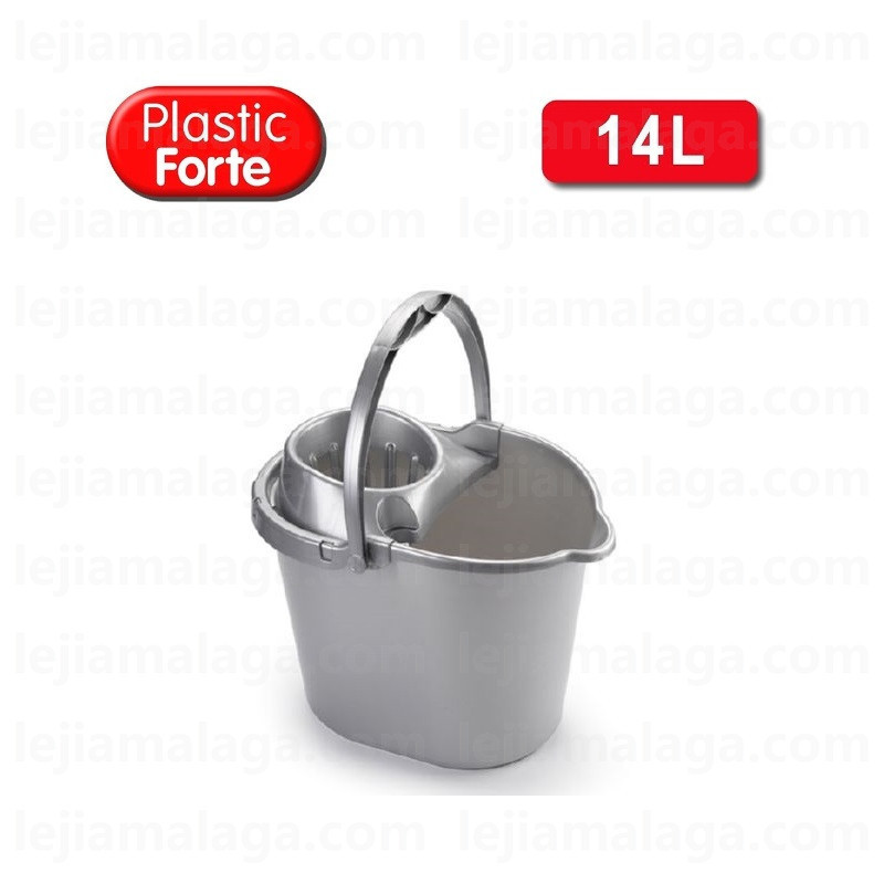 CUBO FREGONA PLASTICFORTE 14 L 6 UDS PLATA