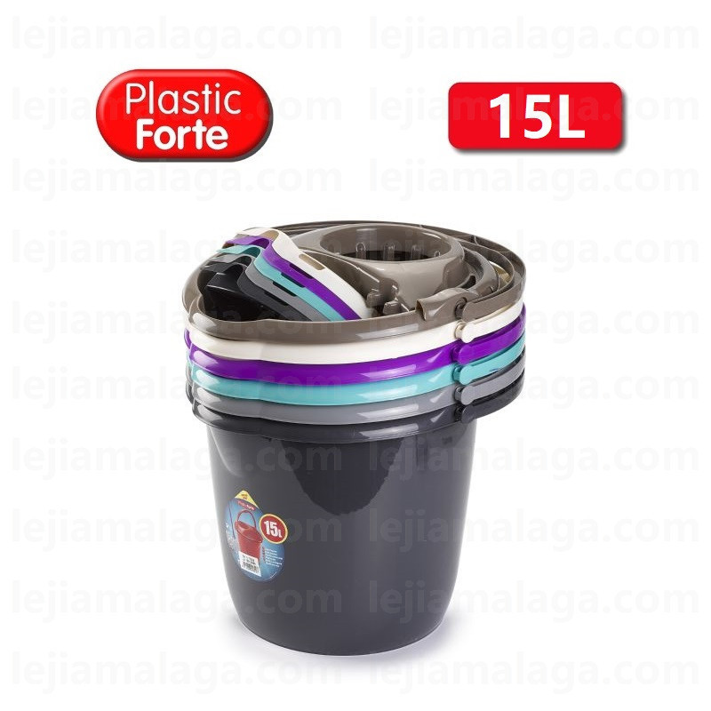 CUBO FREGONA REDONDO PLASTICFORTE 15 L 6 UDS 6 COLOR SURTIDO ELEGANCE
