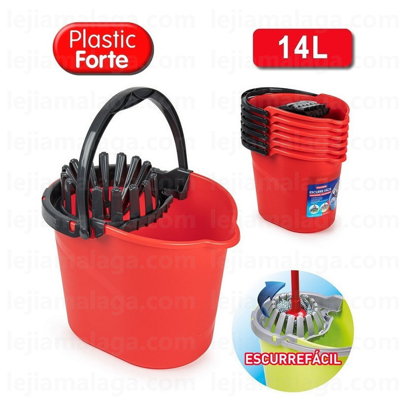CUBO FREGONA PLASTICFORTE ESCURREFACIL 14 L 6 UDS ROJO