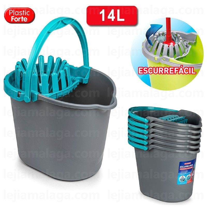 CUBO FREGONA PLASTICFORTE ESCURREFACIL 14 L 6 UDS GRIS