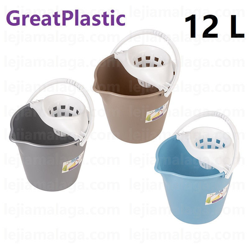 CUBO FREGASUELOS REDONDO CON ESCURRIDOR 12 L 3 COLOR