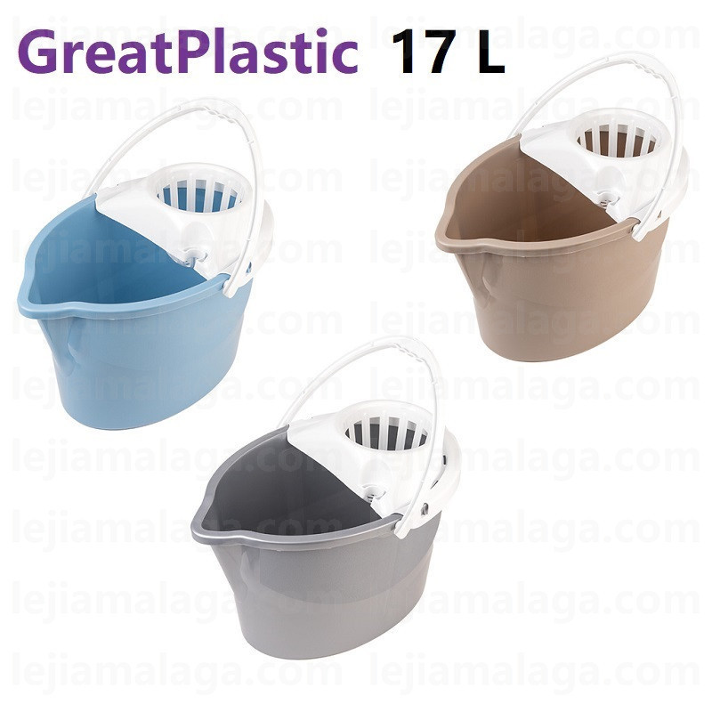 CUBO FREGASUELOS OVALADO CON ESCURRIDOR 17 L 3 COLOR