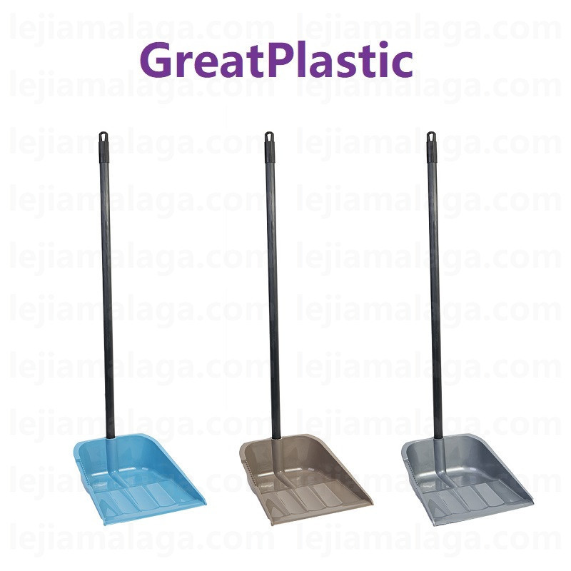 RECOGEDOR GREATPLASTIC CON MANGO 3 COLOR AZUL MARRON PLATA