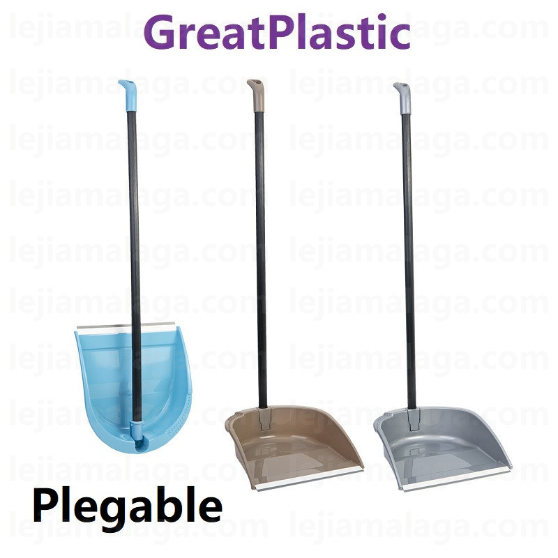 RECOGEDOR GreatPlastic CON MANGO Plegable Recogefácil 3 COLOR AZUL MARRON PLATA