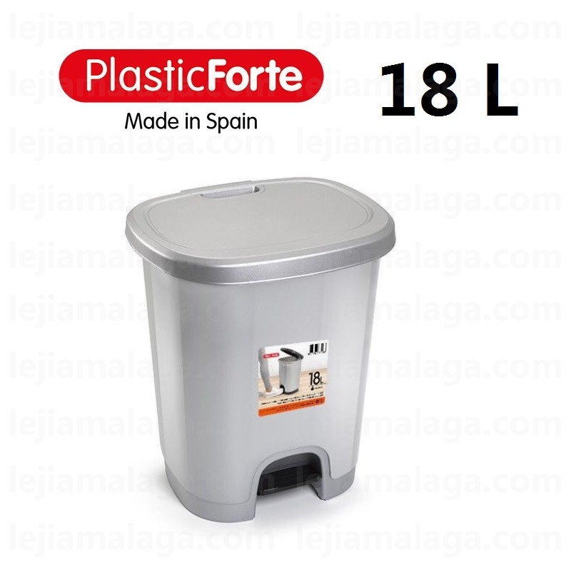 CUBO DE BASURA PEDAL PLASTICFORTE 18 L PLATA