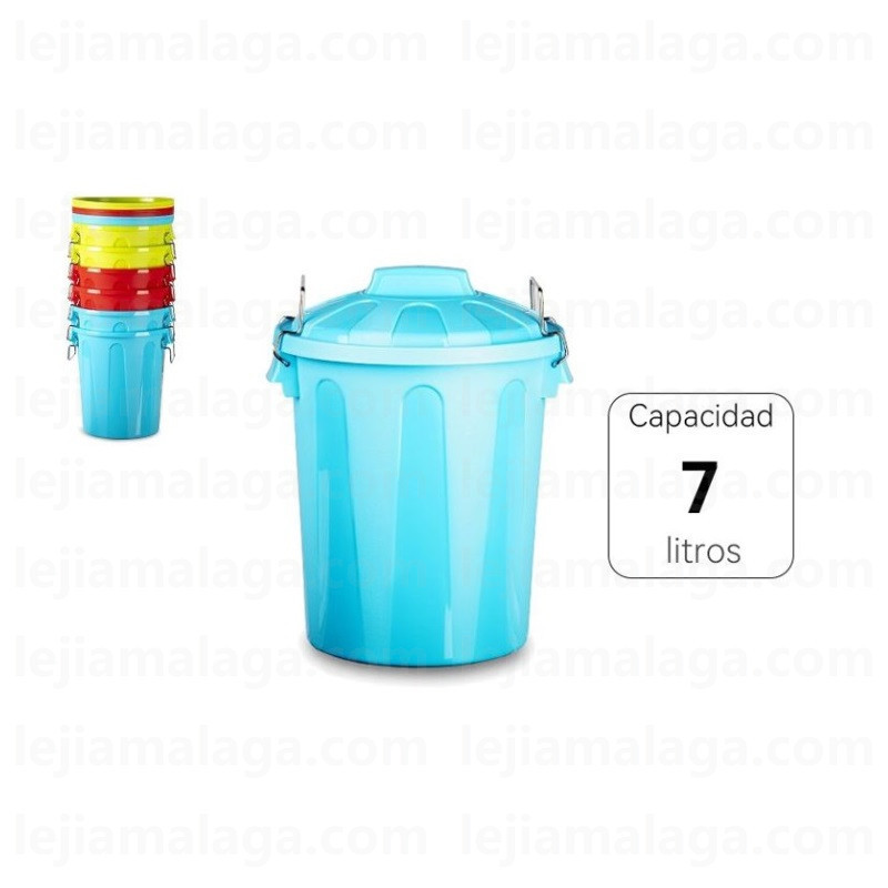 CUBO DE BASURA REDONDO CON ASA METAL PLASTICFORTE 7 L 3 COLOR