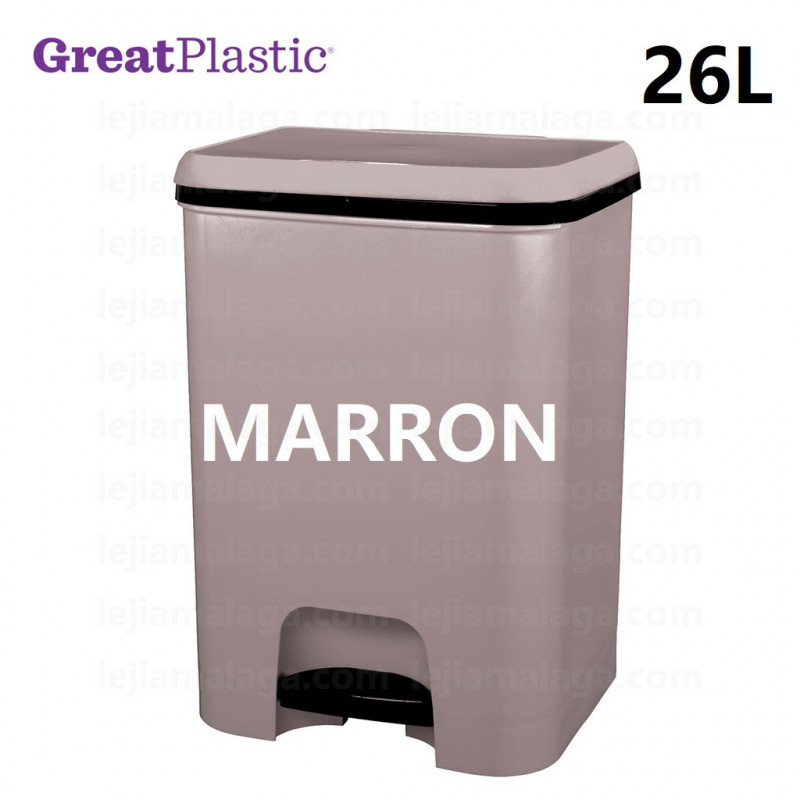 CUBO DE BASURA PEDAL GREATPLASTIC 26 L  MARRON