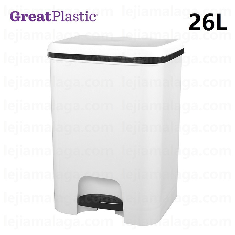 CUBO DE BASURA PEDAL GREATPLASTIC 26 L  BLANCO