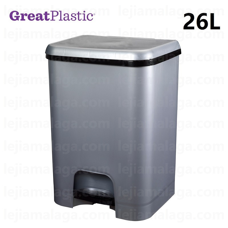 CUBO DE BASURA PEDAL GREATPLASTIC 26 L  PLATA