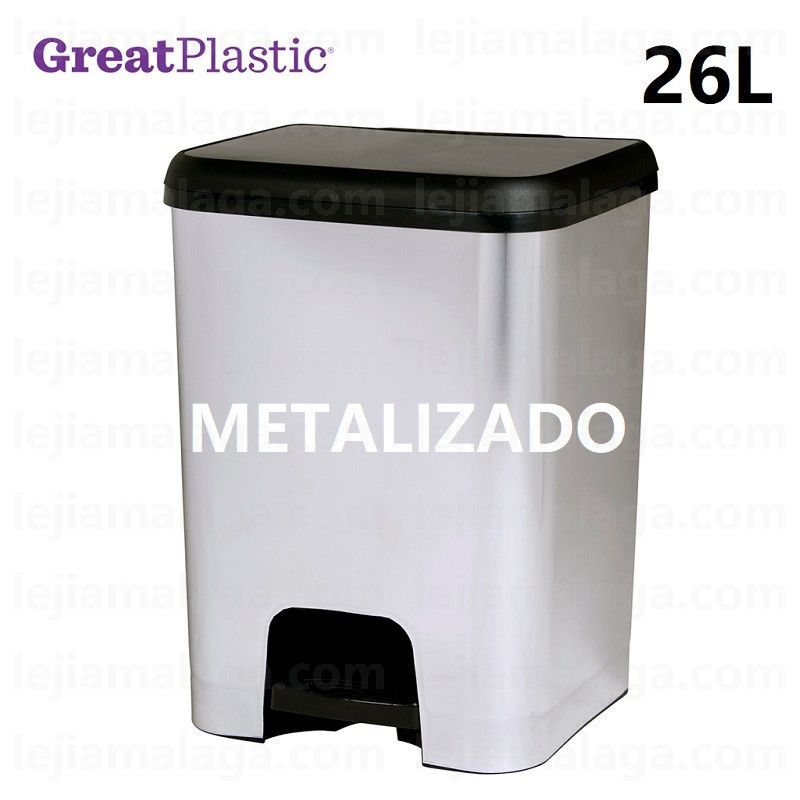 CUBO DE BASURA PEDAL GREATPLASTIC 26 L METALIZADO