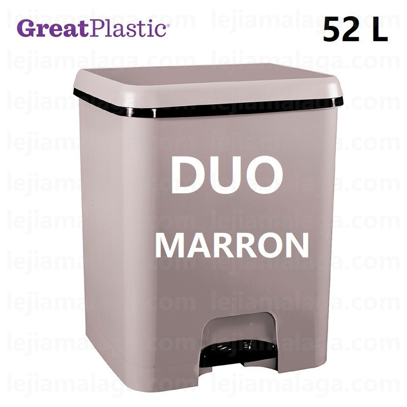 CUBO DE BASURA PEDAL GREATPLASTIC DUO ECOLOGICO 52 L MARRON