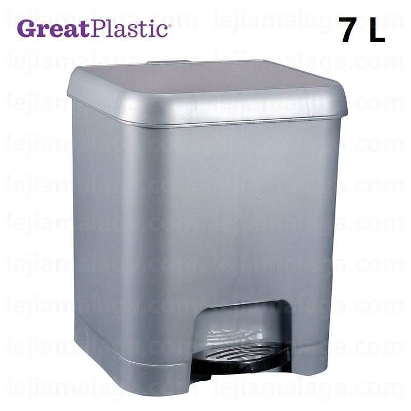 CUBO DE BASURA PEDAL GREATPLASTIC 7 L PLATA