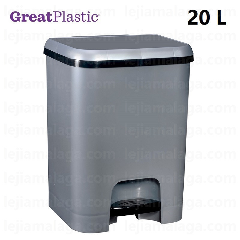 CUBO DE BASURA PEDAL GREATPLASTIC 20 L PLATA