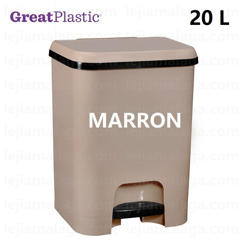 CUBO DE BASURA PEDAL GREATPLASTIC 20 L MARRON