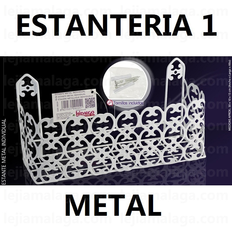 ESTANTERIA BAÑO METAL DECORADA BLANCA HIDALGO INDIVIDUAL