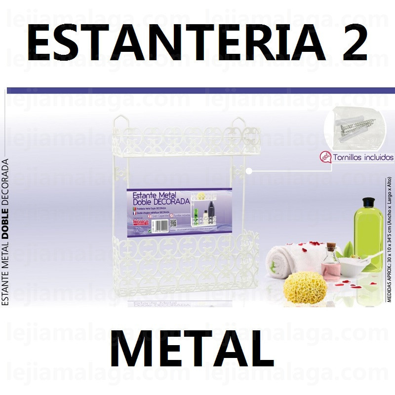 ESTANTERIA BAÑO METAL DECORADA BLANCA HIDALGO  DOBLE