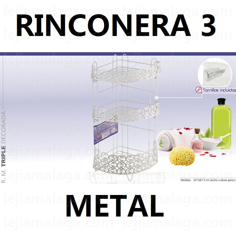 ESTANTERIA BAÑO RINCONERA METAL DECORADA BLANCA HIDALGO  TRIPLE
