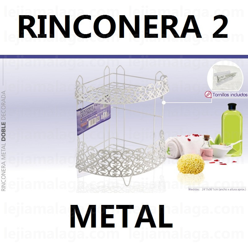 ESTANTERIA BAÑO RINCONERA METAL DECORADA BLANCA HIDALGO DOBLE