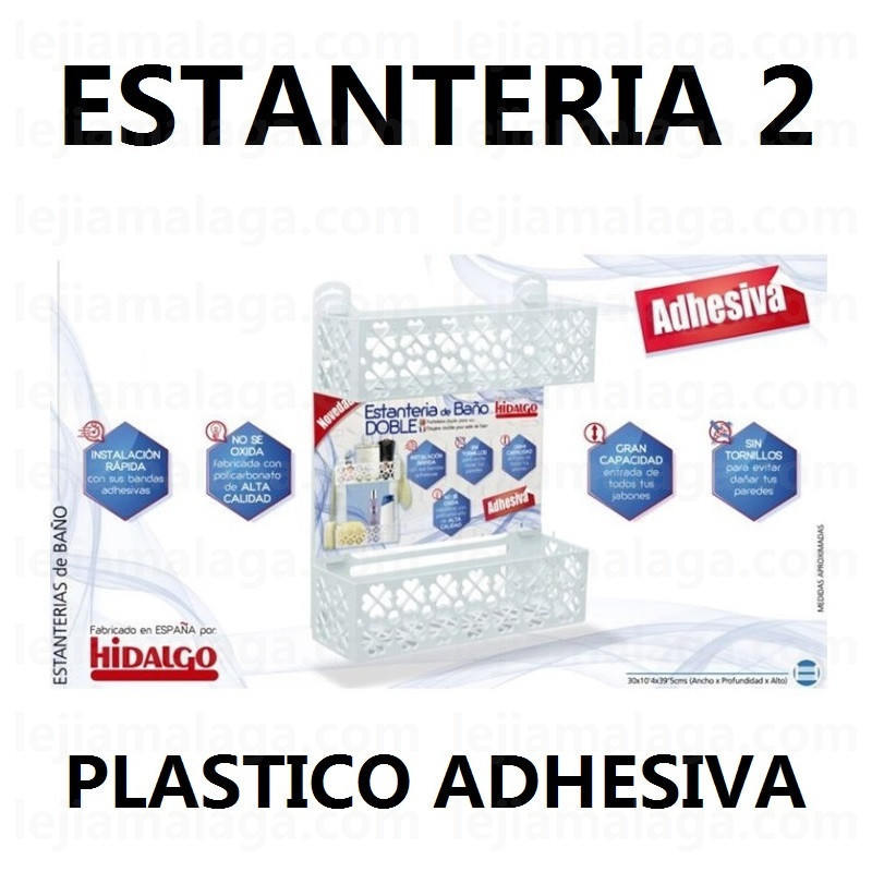 ESTANTERIA BAÑO HIDALGO PLASTICO ADHESIVA 2 PISO