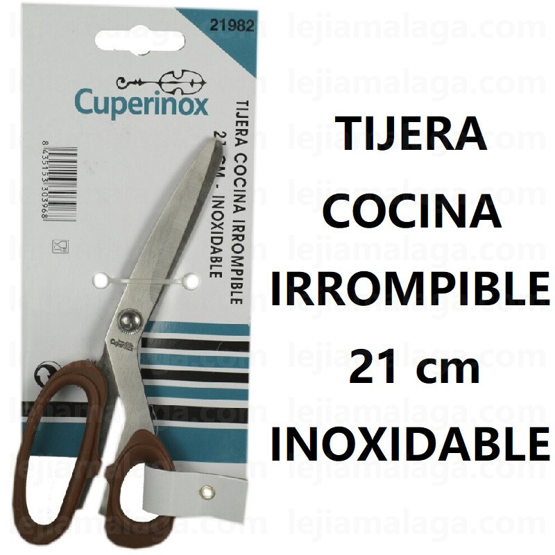 TIJERA COCINA IRROMPIBLE CUPERINOX 21 CM INOXIDABLE PLASTICO MARRON