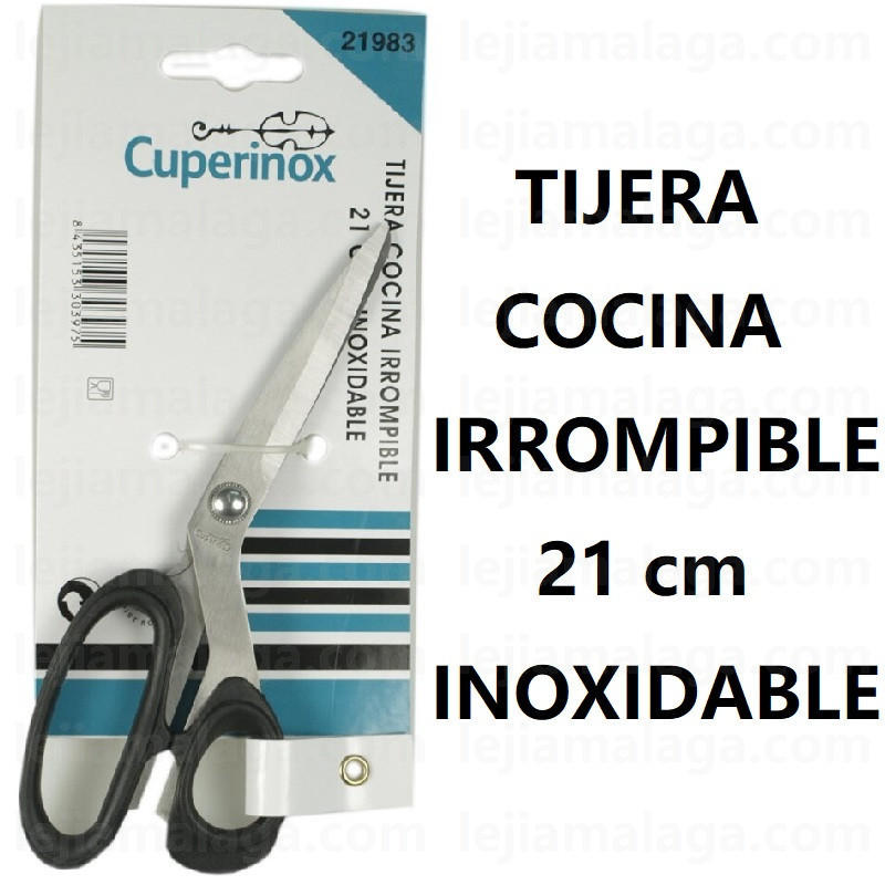 TIJERA COCINA IRROMPIBLE CUPERINOX 21 CM INOXIDABLE PLASTICO NEGRO