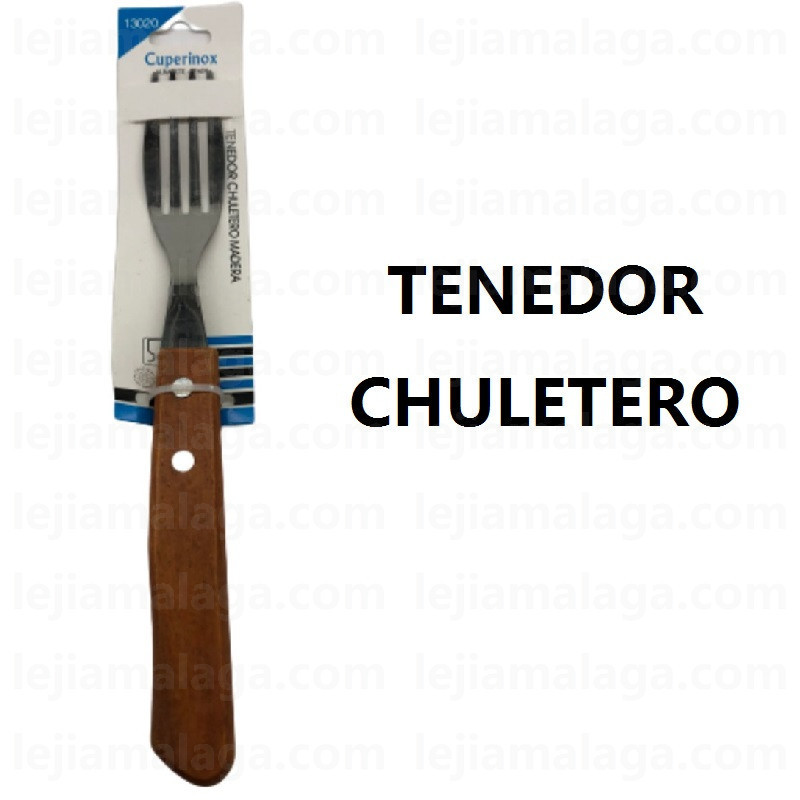 TENEDOR CUPERINOX CHULETERO MADERA