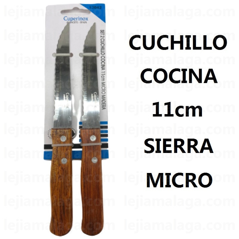 CUCHILLO CUPERINOX SET 2 COCINA 11CM MANGO MADERA SIERRA MIRCO