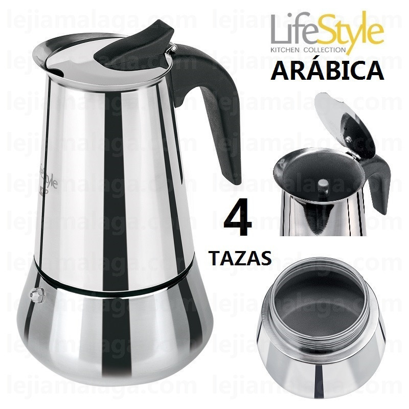 CAFETERA LIFESTYLE ARABICA INOXIDABLE 4 TAZAS