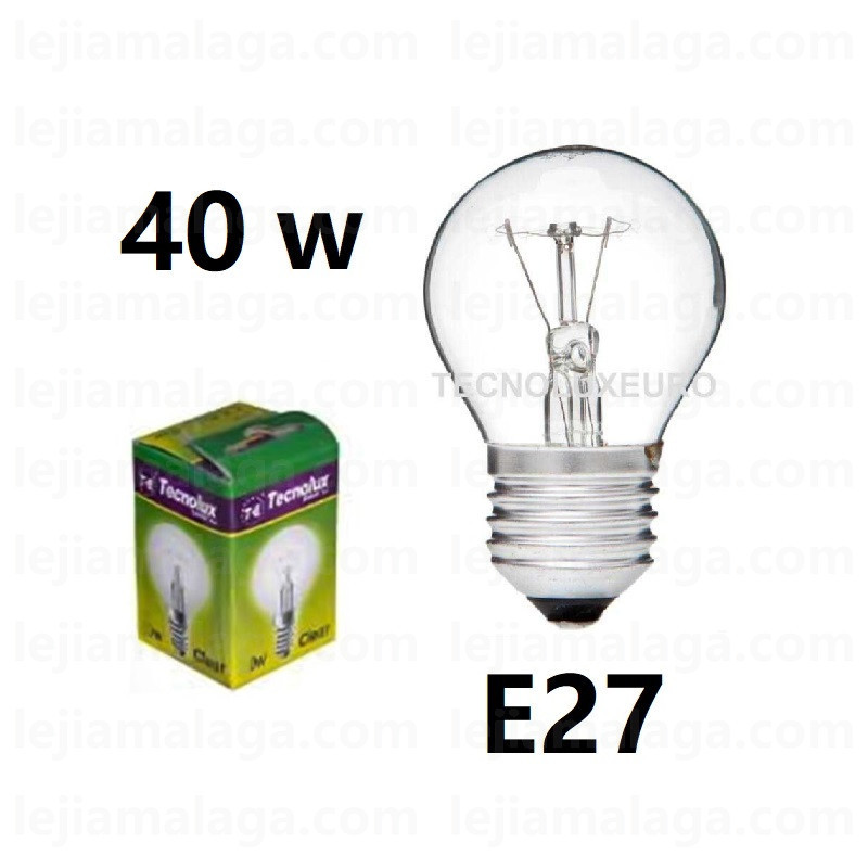 BOMBILLA PEQUEÑA LISA CLARA E27 CASQUILLO GRANDE 40 W