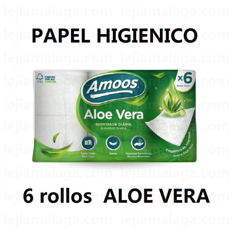 PAPEL HIGIENICO Amoos Aloe Vera 6 Rollos