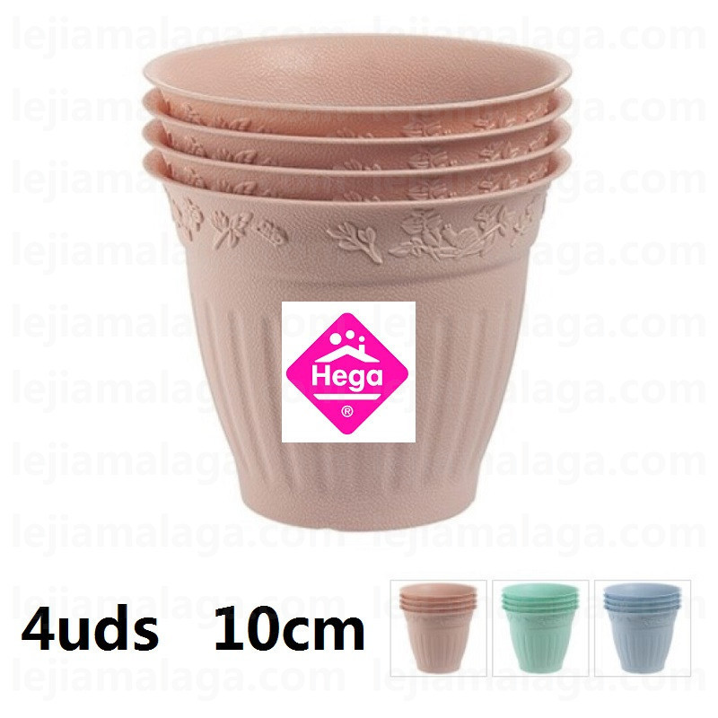 MACETA HEGA MARFIL REDONDA 10 CM 4 UNDS SURTITO COLORES