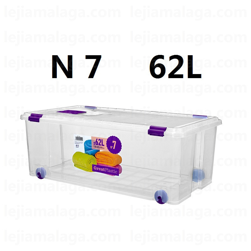 Caja Ordenación GREATPLASTIC con Ruedas Natural N7 62L