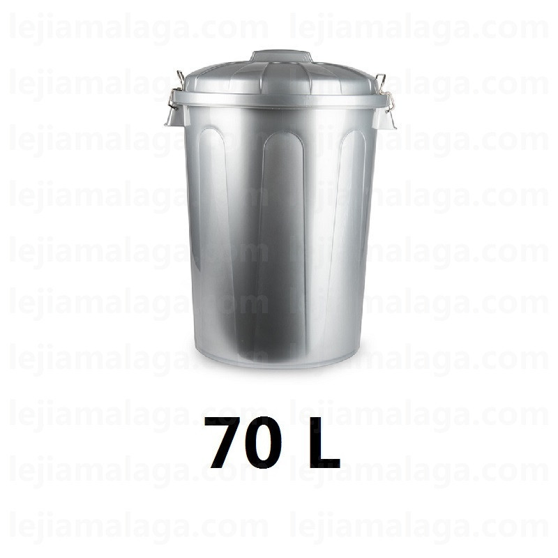 CUBO DE BASURA REDONDO 70L COMUNIDAD PLATA