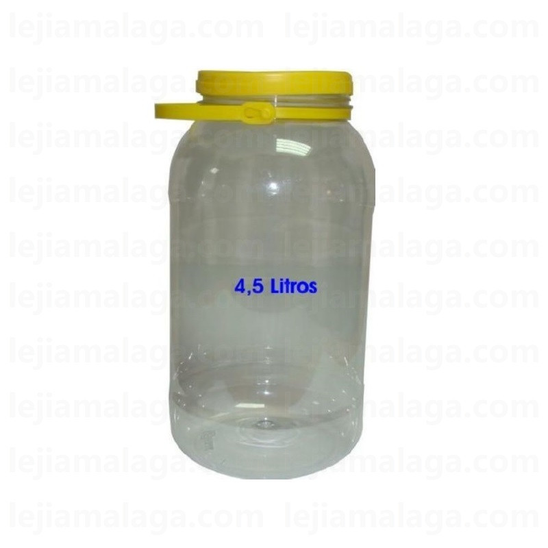 TARRO PLASTICO TRANSPARENTE PET 4.5L CON TAPA HERMETICA