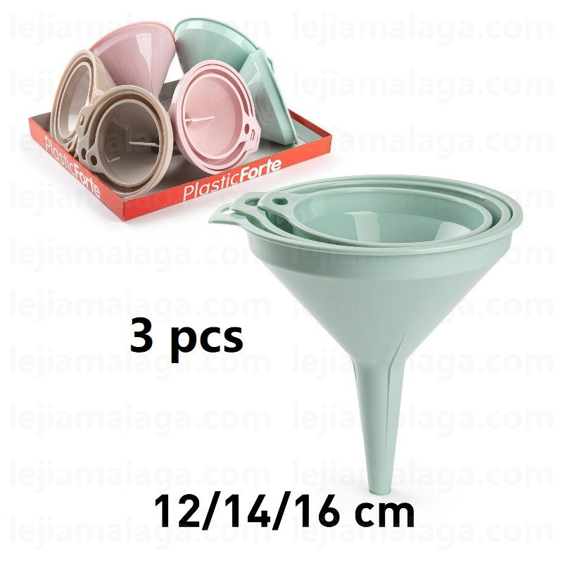 SET 3 EMBUDOS 12/14/16 cm COLOR PASTEL