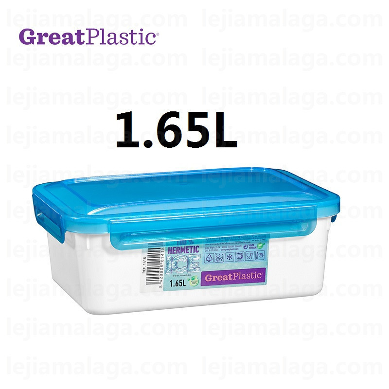 Táper Rectangular GreatPlastic Alba con Junta Bi-Materia Blanca Ice 100% hermético1.65L